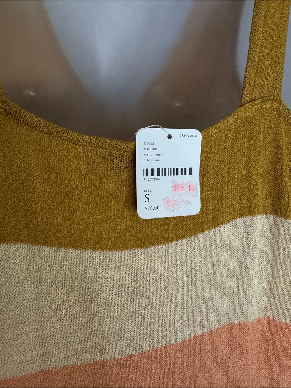 Free People FP Beach Color Block Knit Maxi Dress S NWT Mustard Peach Boho